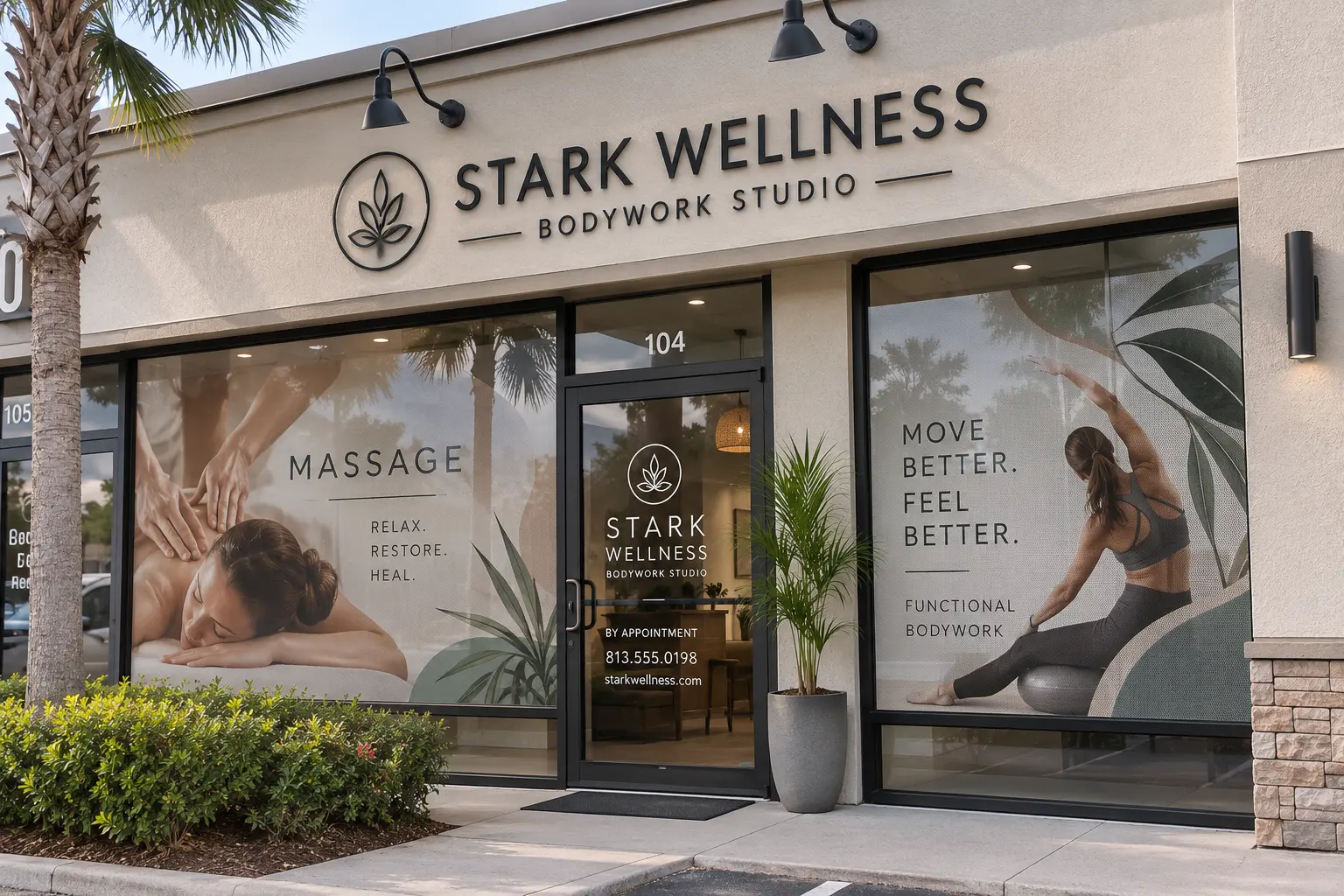 Dimensional storefront signage and window graphics installed by BAPS Signs & Wraps