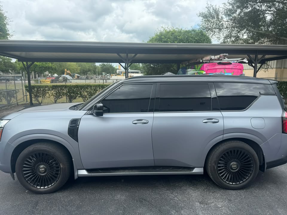 Matte grey Kia Telluride SUV with custom vinyl wrap and ARCADIA lettering by BAPS Signs & Wraps in Oldsmar, FL
